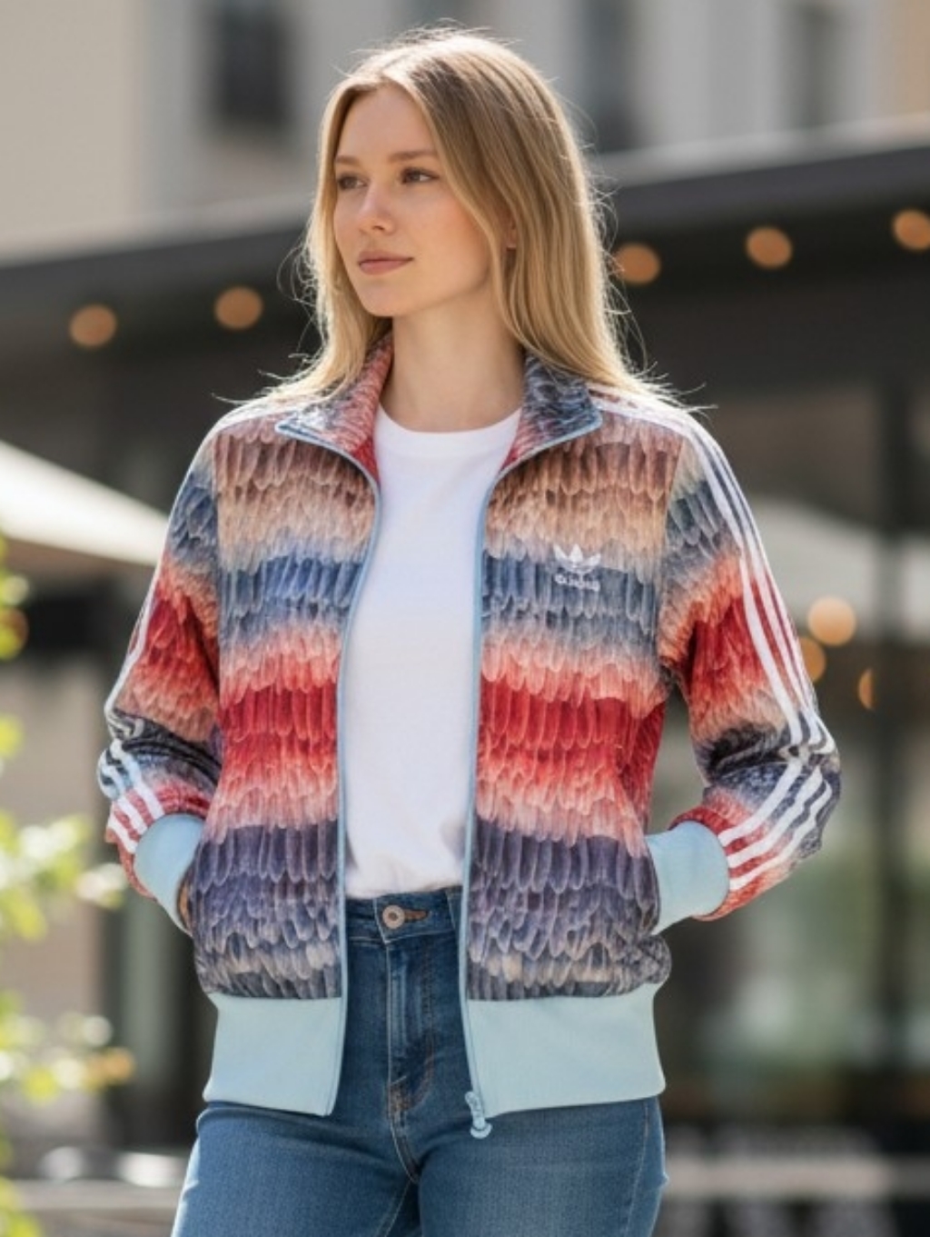 Adidas X Farm Rio Collab  Rare Feather Print Track Jacket  Womens Xsmall
